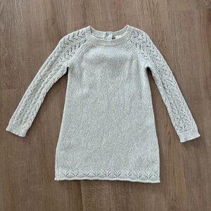 OshKosh B'gosh Cream Sweater Dress with Knit Detailing and Gold Sparkle